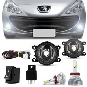 Kit Farol de Milha Pegeout 207 307 2006 a 2010 + Kit Super LED Headlight 6000k