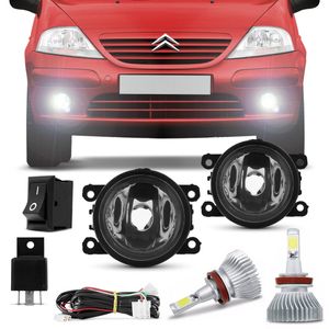 Kit Farol de Milha Citroen C3 2009 2010 2011 2012 + Kit Super LED Headlight H11 6000K Efeito Xenon