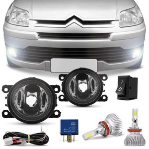 Kit Farol de Milha Citroen C4 Hatch Pallas 07 a 12 C4 VTR 07 a 10 + Kit Super LED 3D H11 6000K