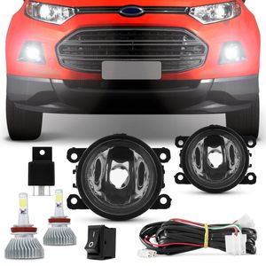 Kit Farol de Milha Ecosport 2013 2014 2015 + Kit Super LED H11 6000K Efeito Xênon