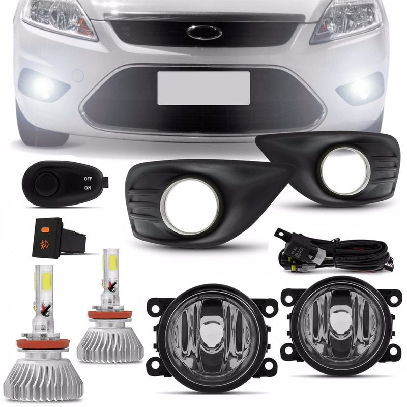 Kit-Farol-Milha-Ford-Focus-09-13-Auxiliar-Neblina-Aro-Cromado---Kit-Super-LED-3D-H11-6000k-connect-parts--1-