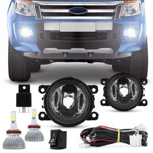 Kit Farol de Milha Ranger 2012 2013 2014 2015 2016 2017 + Kit Super LED H11 6000K Efeito Xênon