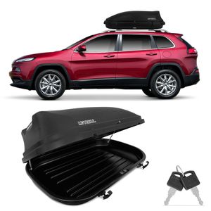 Bagageiro Maleiro de Teto Motobul Jeep Cherokee 2002 a 2015 350 Litros 50Kg Preto