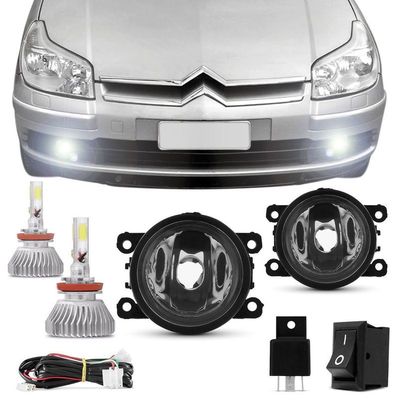 Kit-Farol-de-Milha-Citroen-C5-2005-a-2007-Auxiliar-Neblina---Kit-Super-LED-3D-H11-6000k-Connect-Parts--1-