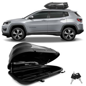 Bagageiro Maleiro de Teto Motobul Jeep Compass 2012 a 2022 400 Litros Preto com Chave