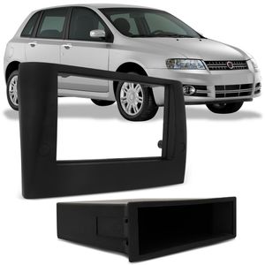 Moldura Painel 1 e 2 Din 7" Fiat Stilo 2003 a 2012 Preta Padrão Japonês Chinês