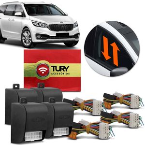 Módulo Vidro Elétrico Kia Carnival 2016 a 2019 4 Portas Antiesmagamento Plug And Play Tury LVX 5.12