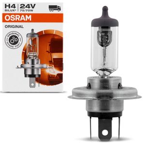 Lâmpada Osram Halógena H4 Standard Original Line 3200K 75/70W 24V Farol Caminhão