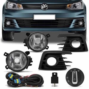 Kit Farol Milha Gol Voyage G7 2016 2017 2018 Auxiliar Neblina + Moldura Preta