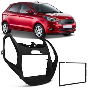 Moldura Painel 2 Din 7" Ford Ka Hatch Sedan 2014 a 2018 Preto Fosco Padrão Japonês Chinês