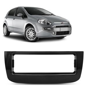 Moldura Painel 1 Din Fiat Punto 2013 a 2016 Preto Black Piano