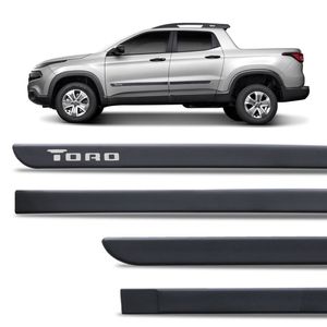 Jogo Friso Lateral Borrachão Fiat Toro 2016 a 2021 Preto Fosco Grafia Personalizada