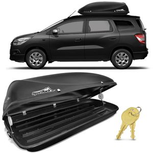 Bagageiro Maleiro De Teto Sport Rack Conquest Chevrolet Spin 2012 A 2018 50KG 450 Litros Preto