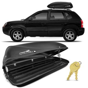 Bagageiro Maleiro De Teto Sport Rack Conquest Hyundai Tucson 10 A 16 50KG 450 Litros Preto