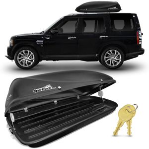 Bagageiro Maleiro De Teto Sport Rack Conquest Land Rover Discovery 4 1989 A 2018 50KG 450L Preto