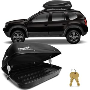 Bagageiro Maleiro De Teto Sport Rack Conquest Renault Duster 2010 A 2018 50KG 370 Litros Preto