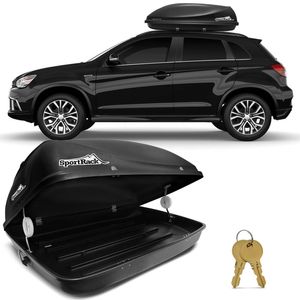 Bagageiro Maleiro De Teto Sport Rack Conquest Mitsubishi ASX 2010 A 2018 50KG 370 Litros Preto