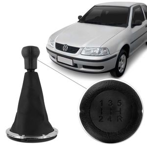 Kit Coifa de Cambio Manopla Gol G3 1999 a 2005 Preto com Base Cromada