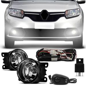 Kit Farol De Milha Sandero 2012 2013 2014 2015 2016 2017 2018 Auxiliar Neblina