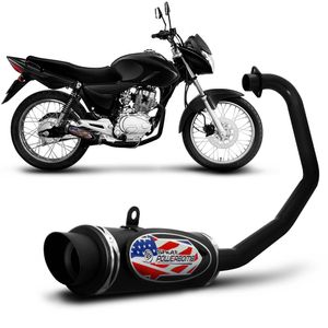 Escapamento Moto Esportivo CG Titan 150 EX 2014 e 2015 Shutt Powerbomb Com Protetor de Perna Preto