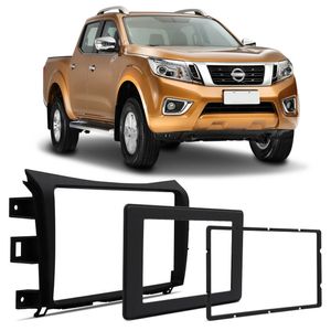 Moldura Painel 2 Din 7" 9" Nissan Frontier 2018 a 2021 Preto Padrão Japonês Chinês