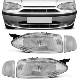 Par Farol Palio Siena Strada G1 1996 1997 1998 1999 2000 Foco Simples + Pisca Dianteiro Cristal