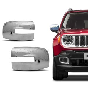 Aplique Retrovisor Cromado Jeep Renegade 2015 a 2019 Dupla Face