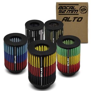 Filtro De Ar Esportivo Duplofluxo Alto 52Mm Cônico Lavável Especial Shutt Base De Aço Tuning