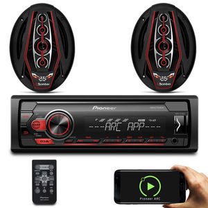 Rádio Automotivo Pioneer MVH-S118UI MP3 Player Media Receiver Android Iphone + Falantes Bicho Papão
