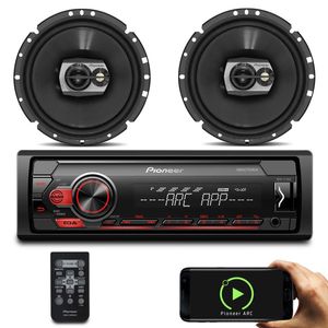 Rádio Automotivo Pioneer MVH-S118UI MP3 Player Media Receiver Android Iphone + Falantes Pioneer 120W