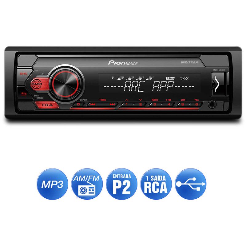 Kit-MP3-Player-Pioneer-MVH-S118UI-Interface-Android-iOS-Spotify---Alto-Falante-Pioneer-6-120W-RMS-connectparts---2-