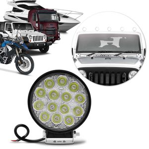 Farol de Milha Redondo Universal 14 Leds 42w 12/24V Carro Troller Jeep Off-road Caminhão Auxiliar